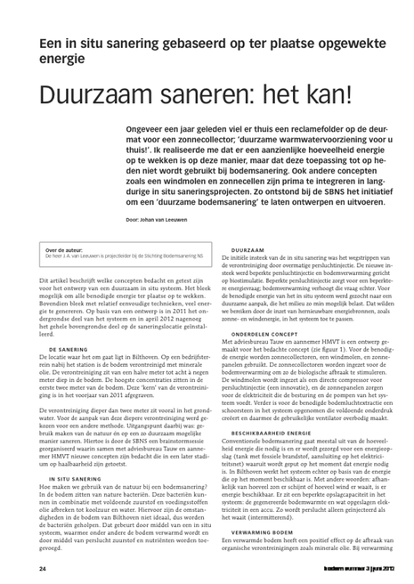 artikel in vakblad bodem